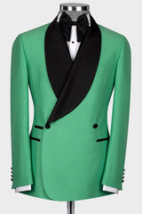 Grover Elegant Green Shawl Collar Double-Breasted Wedding Attire