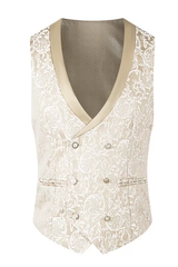 Gustave Chic Champagne Jacquard Shawl Lapel Three-Piece Wedding Attire