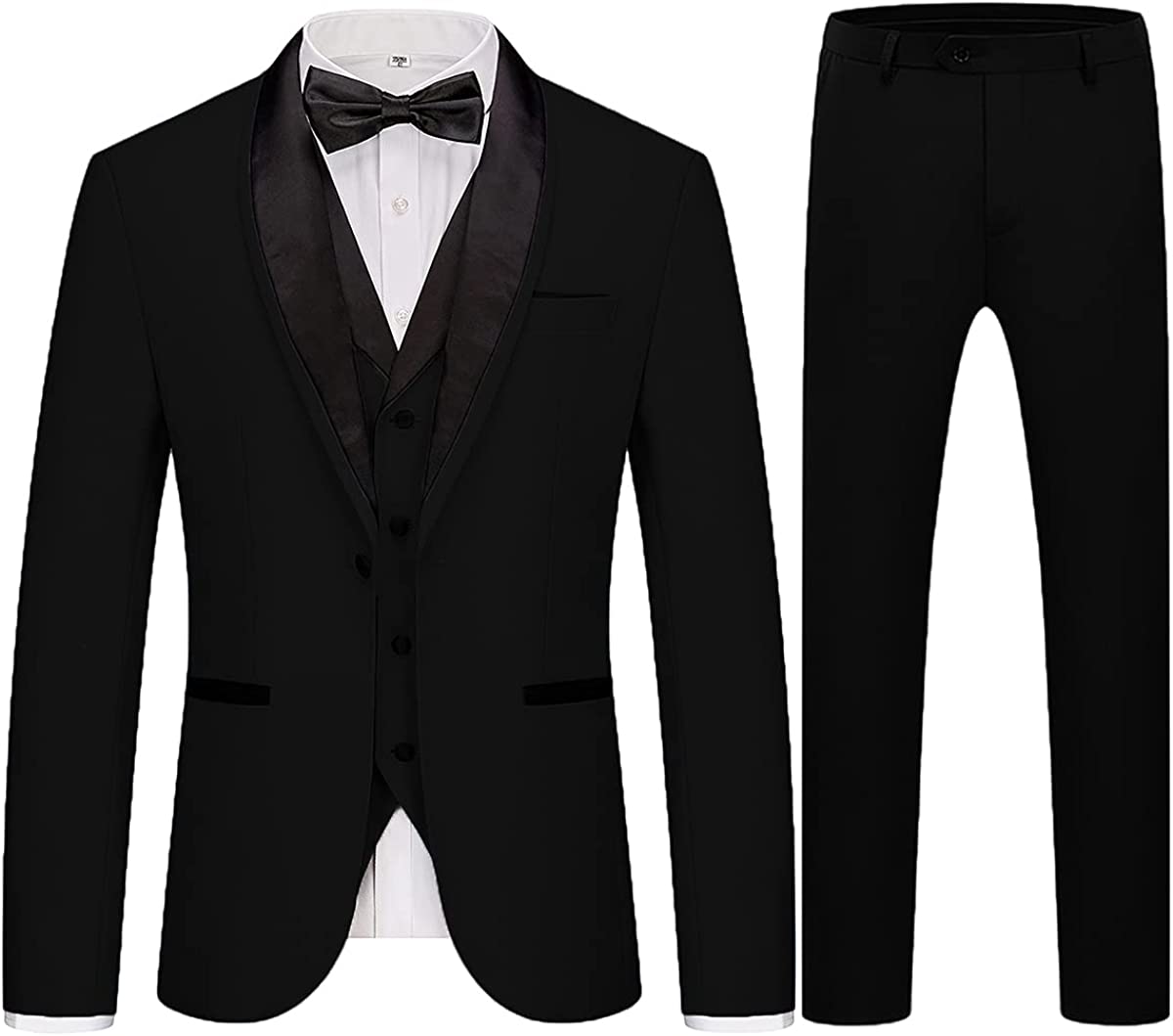 Gustave Classic Black Three-Piece Shawl Lapel Suit for Men