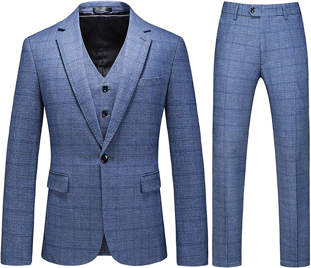 Haie Modern Sky Blue Notch Lapel Three-Piece Men's Business Suit