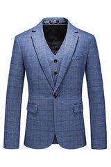 Haie Modern Sky Blue Notch Lapel Three-Piece Men's Business Suit