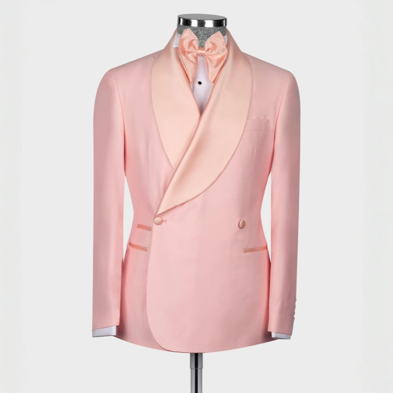 Hale Sophisticated Candy Pink Shawl Lapel Double-Breasted Suit