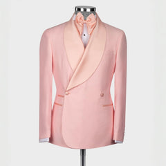 Hale Sophisticated Candy Pink Shawl Lapel Double-Breasted Suit