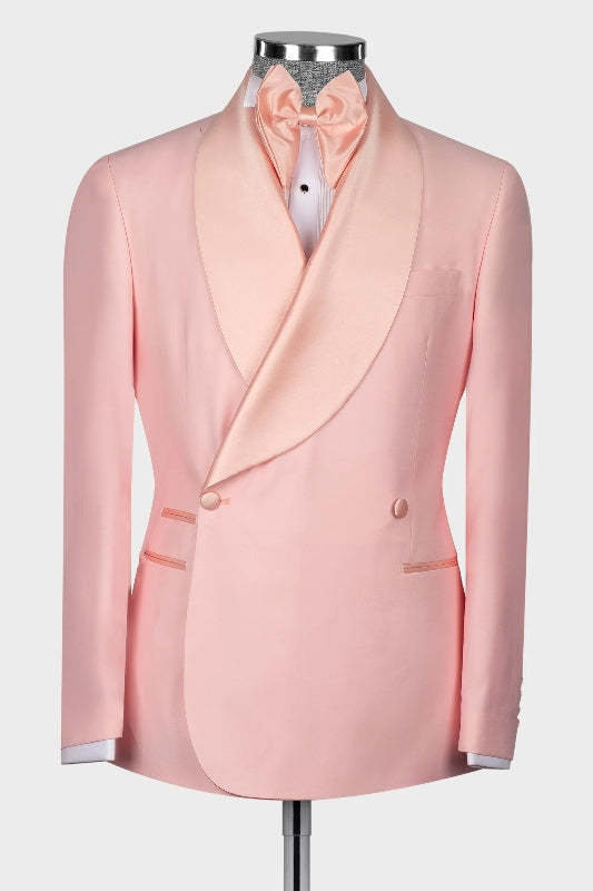 Hale Sophisticated Candy Pink Shawl Lapel Double-Breasted Suit