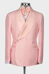 Hale Sophisticated Candy Pink Shawl Lapel Double-Breasted Suit