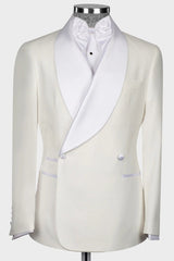 Hamilton Luxurious Off-White Shawl Collar Double Breasted Groom's Suit