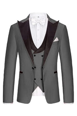 Harley Bespoke Gray Three-Piece Peaked Lapel Business Suit