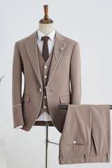 Harold Modern Champagne Notched Lapel Three-Piece Prom Suit For Men