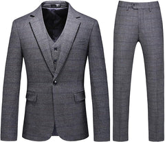 Hiram Elegant Gray Notch Lapel Three-Piece Men's Business Suit