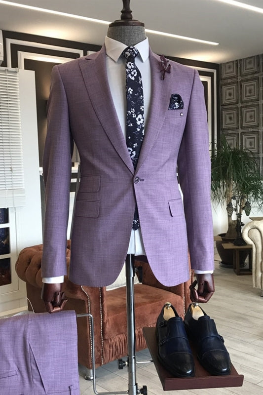 Horatio Purple Peaked Lapel Two-Piece Latest Arrival Prom Suit