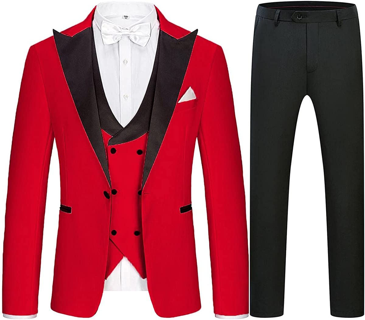 Hubery Modern Crimson Peaked Lapel Three-Piece Men's Prom Ensemble