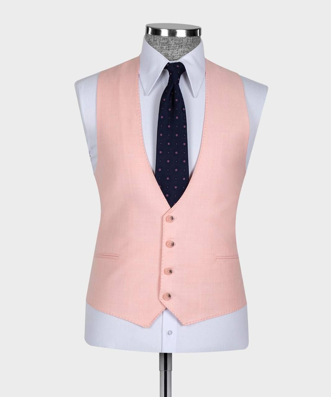 Ian Latest Pink Three-Piece Slim Fit Fashionable Men’s Suit