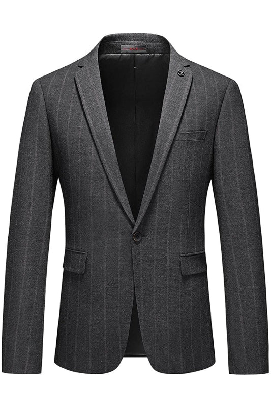 Iarkin Sophisticated Gray Peak Lapel Striped Men's Business Suit