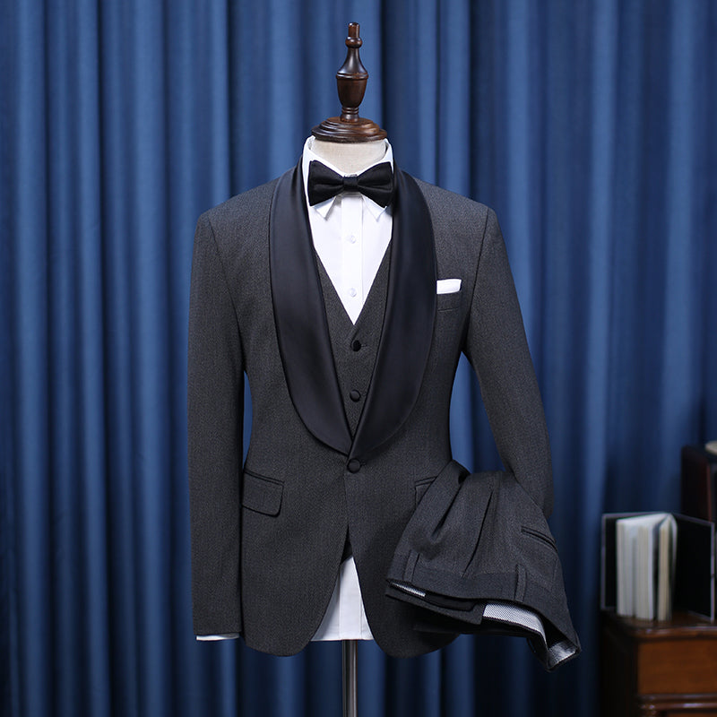 Ingemar Elegant All Black Three Pieces Custom Wedding Suit for Grooms