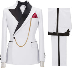 Isaac White Peaked Lapel Two-Piece Prom Suit New Arrival