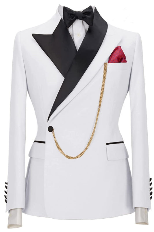 Isaac White Peaked Lapel Two-Piece Prom Suit New Arrival