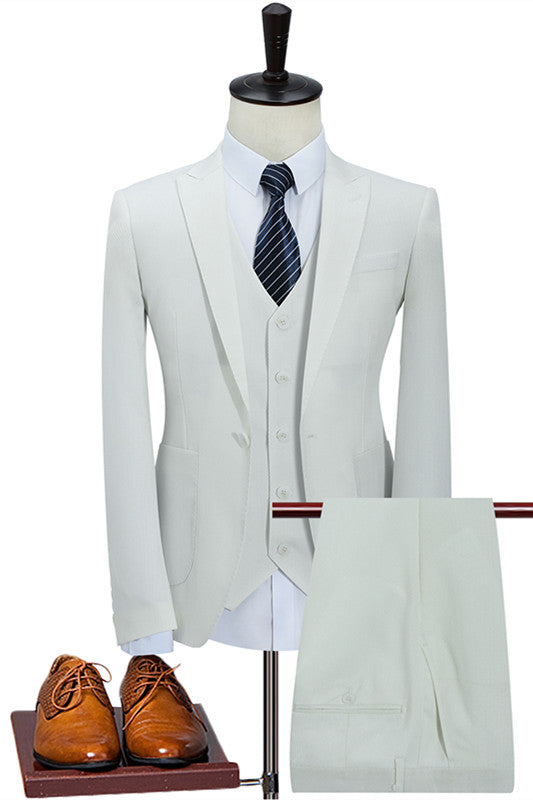 Isaiah Latest White Chic Close-Fitting Bespoke Prom Suit For Men