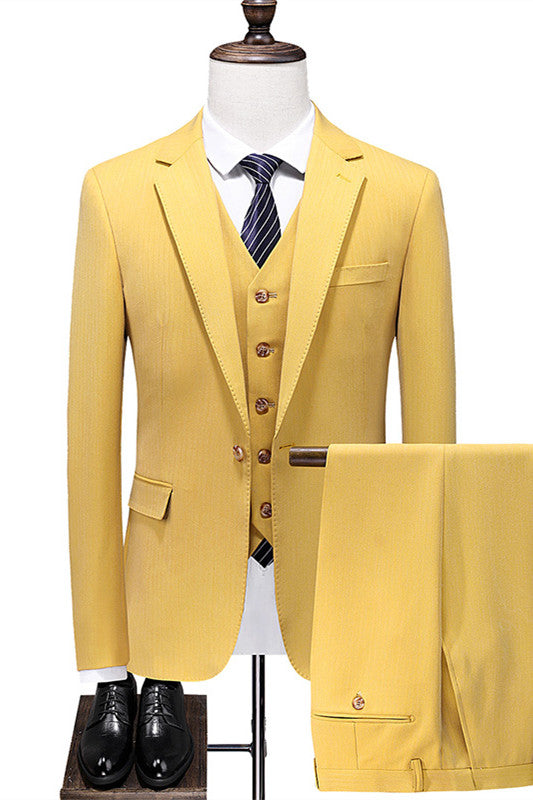 Jack Stylish Mustard Notched Lapel Slim Fit Prom Suit for Men