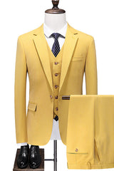 Jack Stylish Mustard Notched Lapel Slim Fit Prom Suit for Men