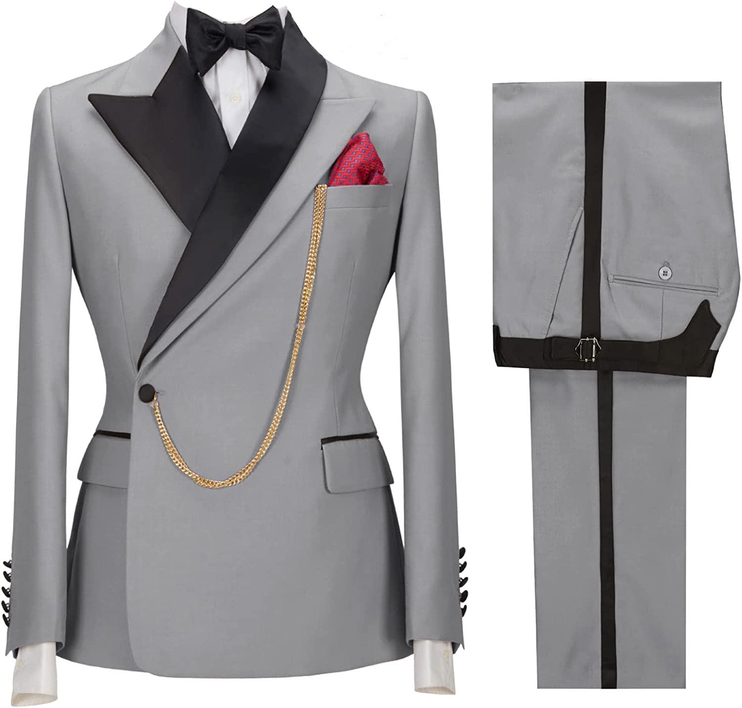 Jacky Light Gray Peaked Lapel Two-Piece Close-Fitting Prom Suit