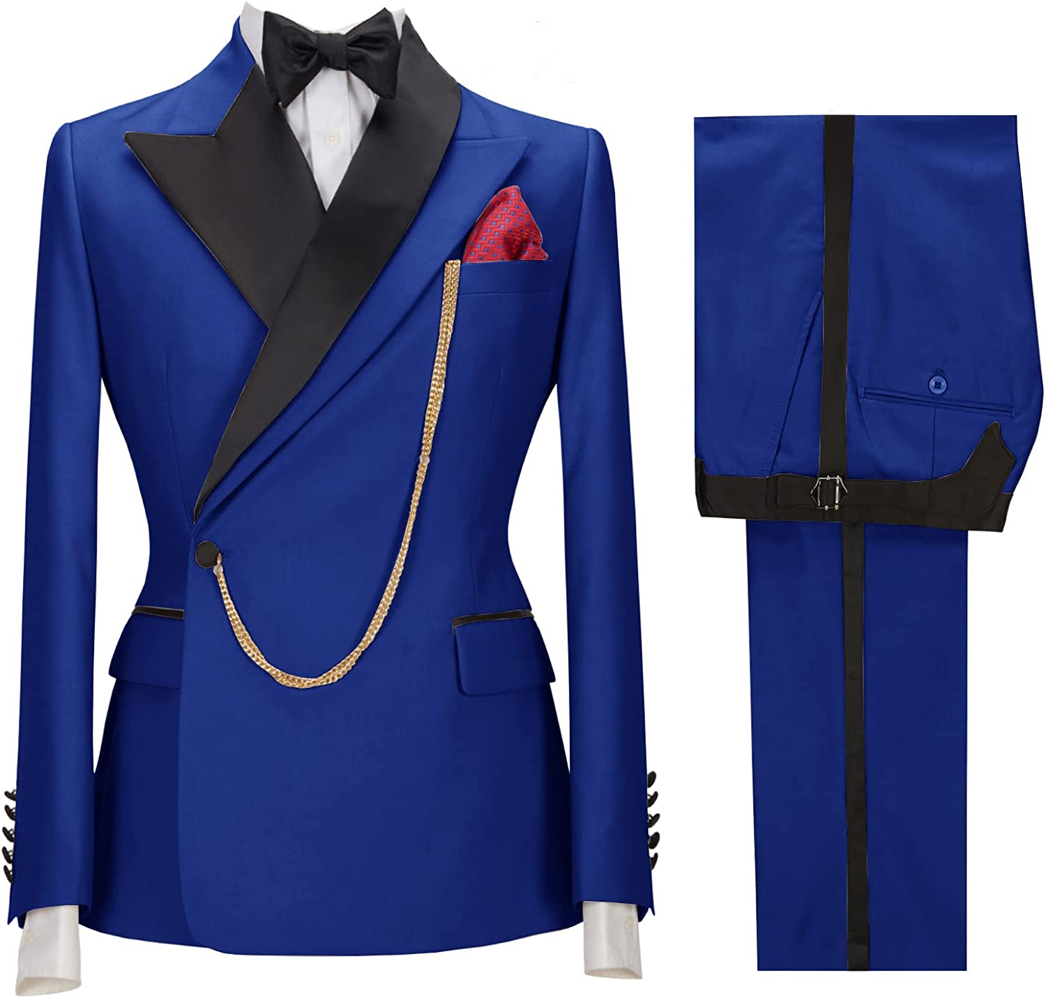 James Fancy Royal Blue Peaked Lapel Two-Piece Prom Suit