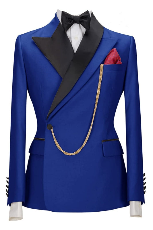 James Fancy Royal Blue Peaked Lapel Two-Piece Prom Suit