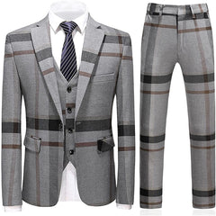 Jeremiah Bespoke Gray Notch Lapel Three-Piece Business Suit for Men