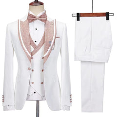 Jeremy Elegant Ivory Peak Lapel Three-Piece Prom Suit