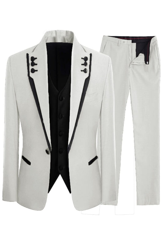 Jeremy Luxe White Shawl Lapel Three Piece Men's Prom Selection