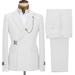 Jerome Stylish White Two Pieces Men’s Suits With Notched Lapel