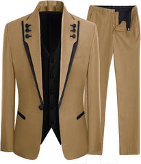 Jesse Elegant Tan Shawl Lapel Three Piece Men's Prom Attire