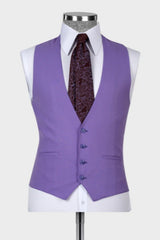 Jim Light Purple Peaked Lapel Three-Piece Wedding Men's Suit