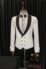 Jone Chic White Three-Piece Slim Fit Groom's Wedding Ensemble