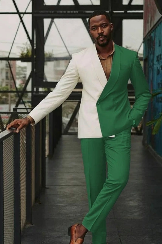 Jordan Custom Green Shawl Lapel Double Breasted Prom Suit