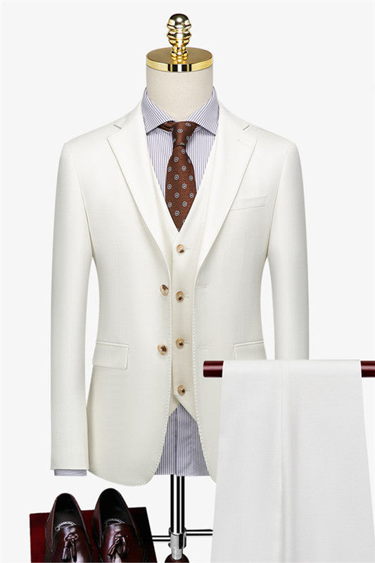 Joshua Modern White Three-Piece Fashion Slim Fit Men's Suit