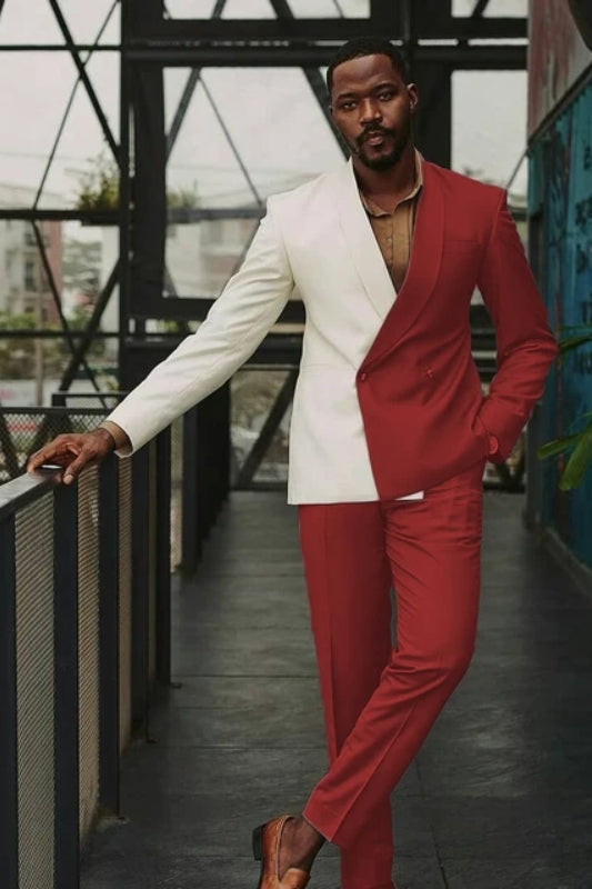 Julian Generous Red Shawl Lapel Double Breasted Prom Suit