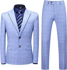 Julian Sky Blue Fancy Two-Piece Peaked Lapel Business Suit