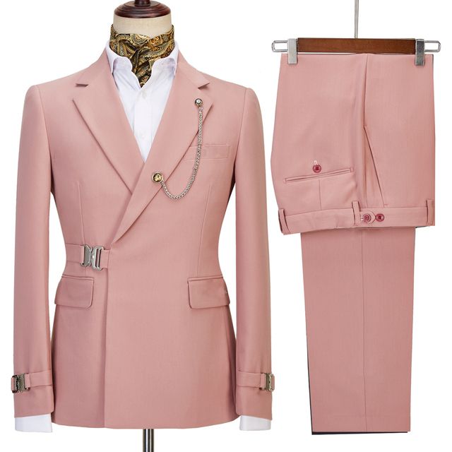 Justin Latest Pink Slim Fit Custom Prom Men’s Suit with Belt