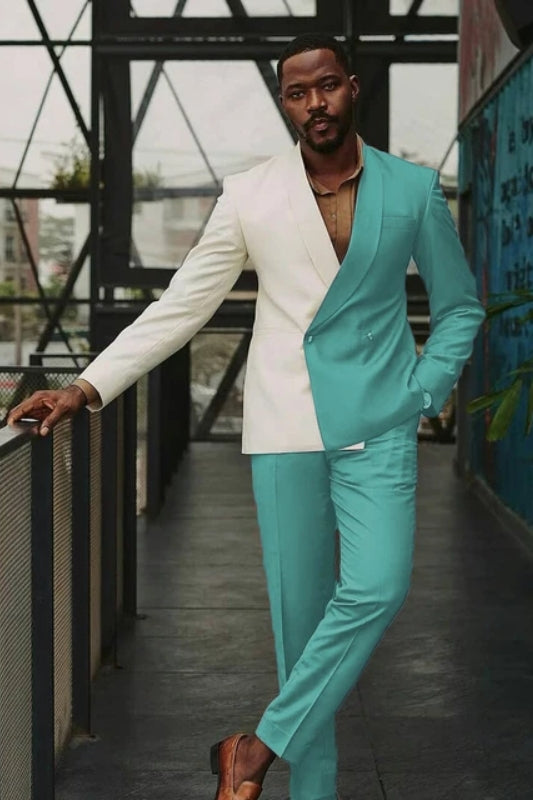 Keith Gentle Teal Shawl Lapel Double Breasted Prom Suit