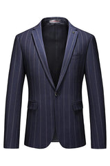 Keiton Custom-Made Blue Peak Lapel Striped Men's Business Suit