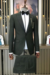 Kerwin Dark Olive Peaked Lapel Two-Piece Latest Prom Suit