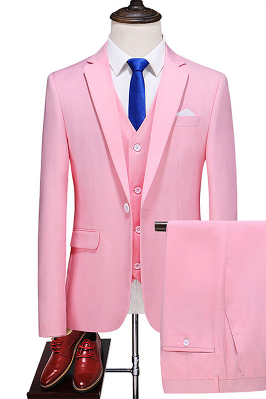 Kevin Blush Three-Piece Notched Lapel Fashion Prom Suit For Men