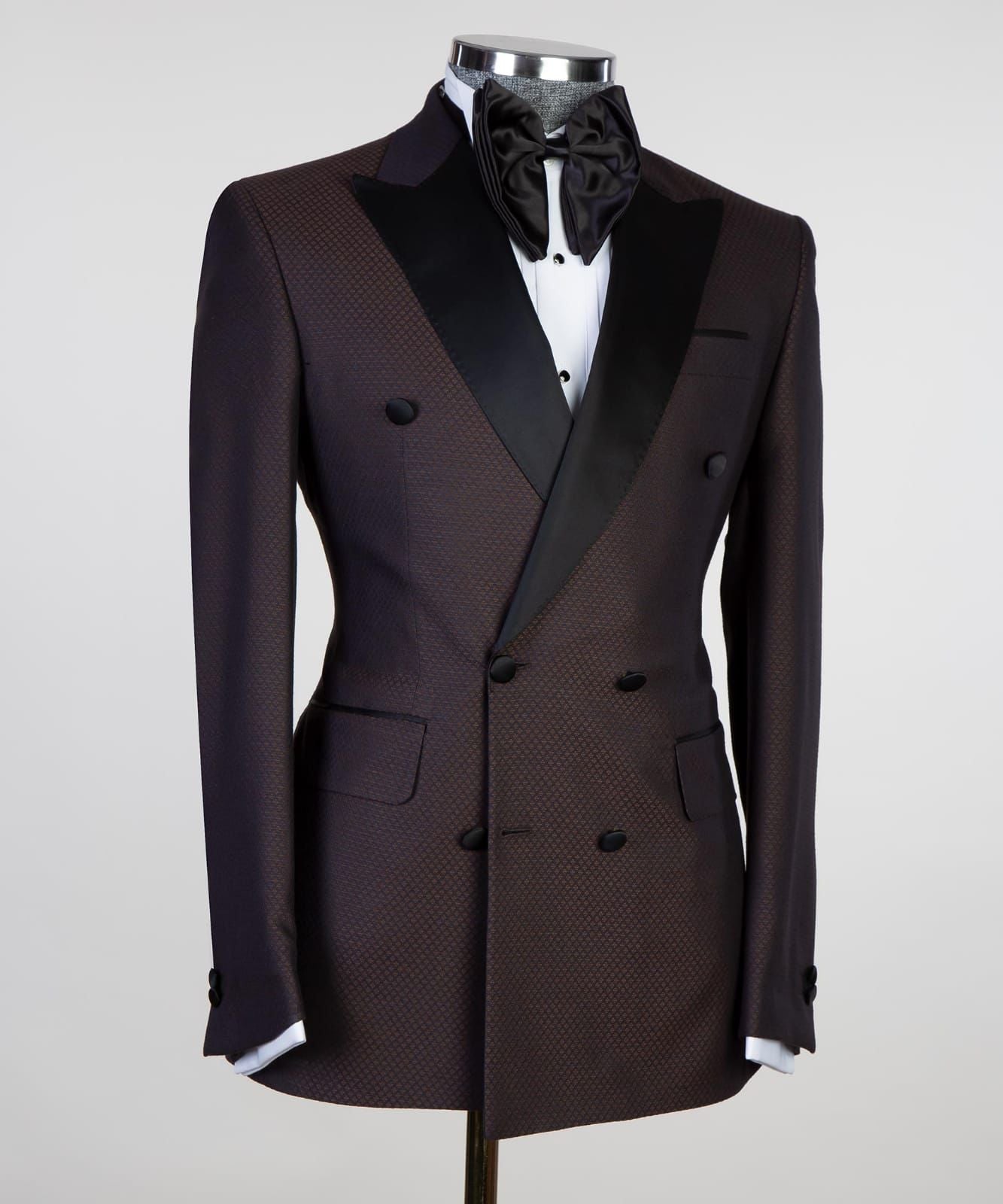 Kevin Chocolate Fashion Double-Breasted Two-Piece Prom Suit for Men