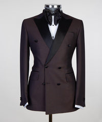 Kevin Chocolate Fashion Double-Breasted Two-Piece Prom Suit for Men