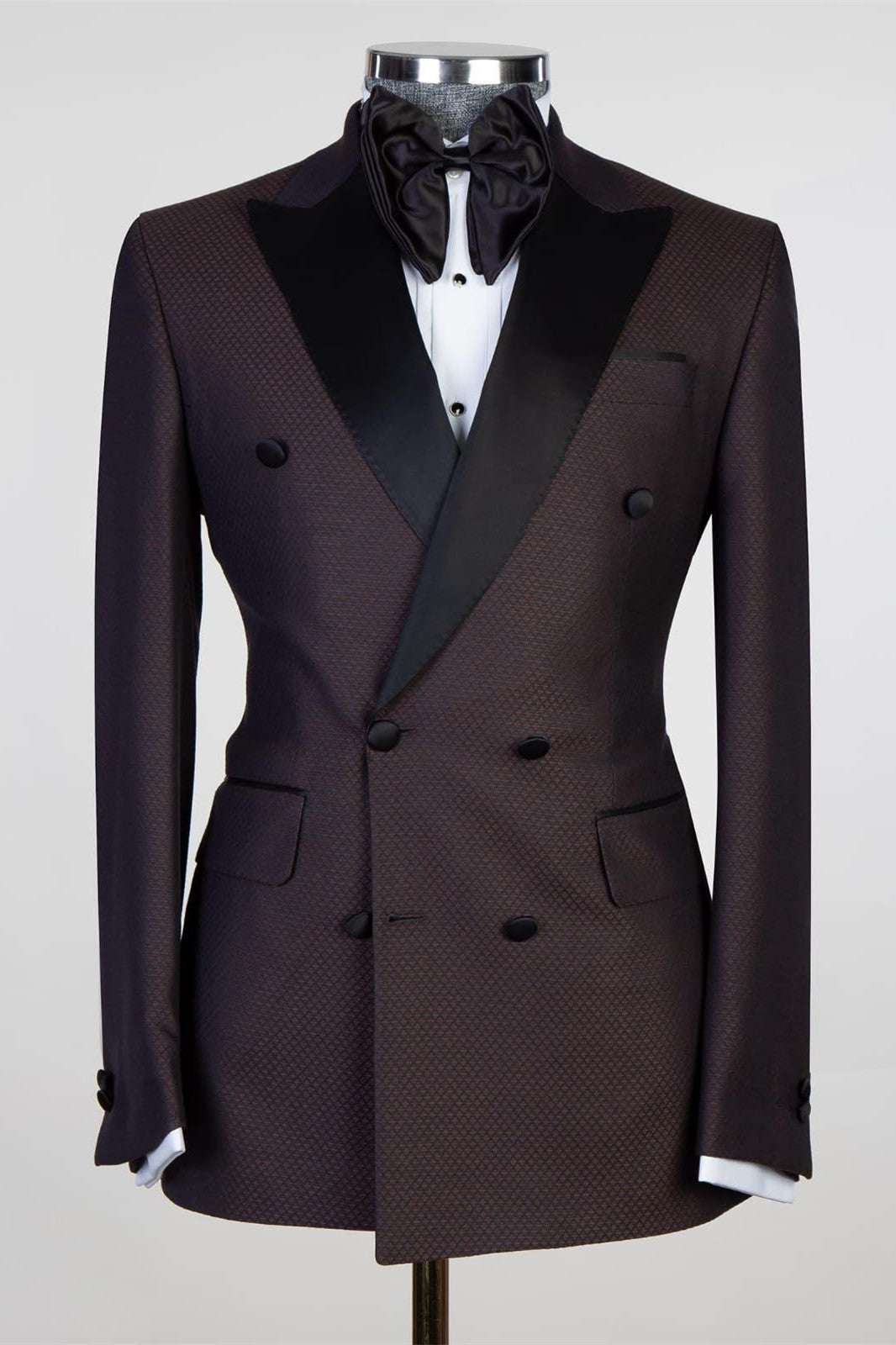 Kevin Chocolate Fashion Double-Breasted Two-Piece Prom Suit for Men