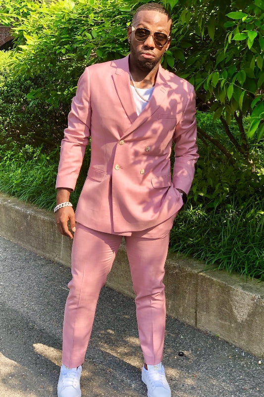 Khalid Classic Pink Peak Lapel Slim Fit Prom Suit