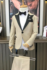 King Elegant Champagne Peaked Lapel Two-Piece Fancy Prom Suit