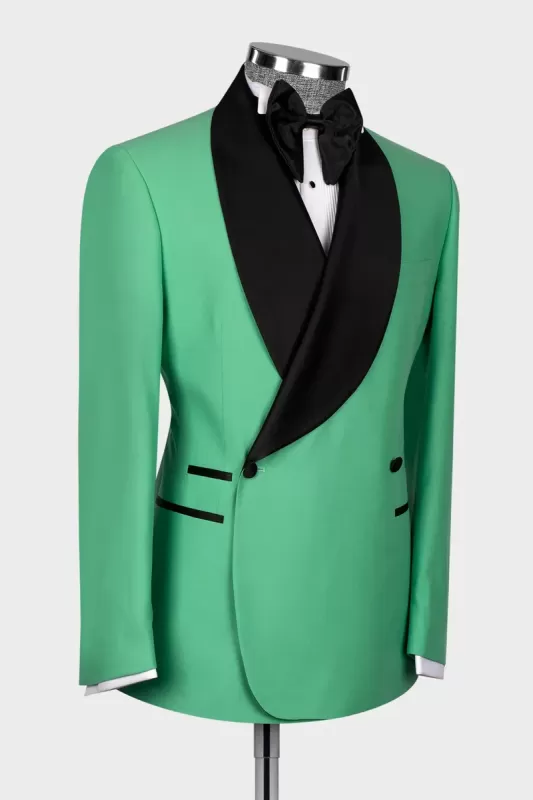 Kirk Custom Green Shawl Lapel Double Breasted Prom Suit