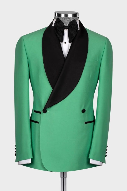 Kirk Custom Green Shawl Lapel Double Breasted Prom Suit