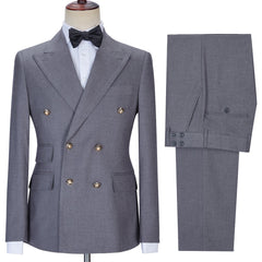 Latest Style Gray Double Breasted Stylish Slim Fit Business Men’s Suits